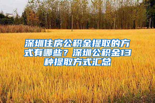 深圳住房公积金提取的方式有哪些？深圳公积金13种提取方式汇总