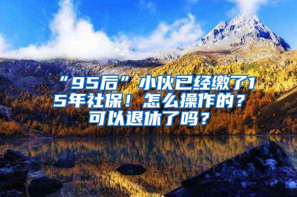 “95后”小伙已经缴了15年社保！怎么操作的？可以退休了吗？