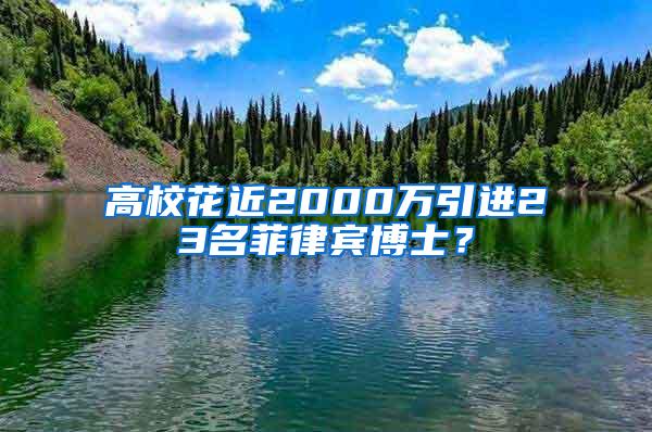 高校花近2000万引进23名菲律宾博士？