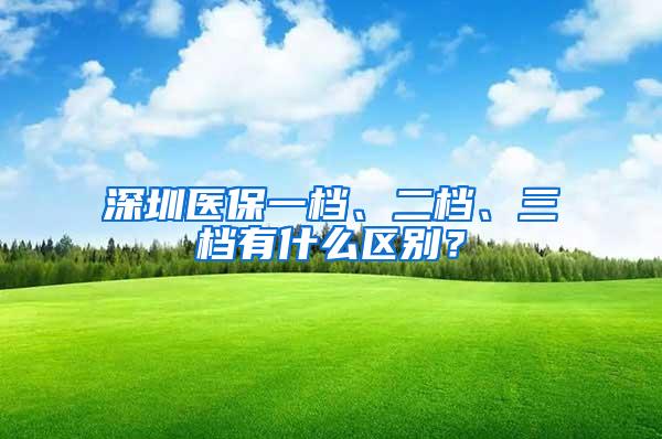 深圳医保一档、二档、三档有什么区别？