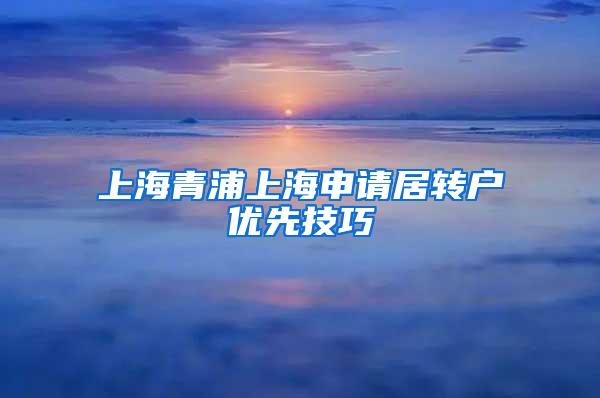 上海青浦上海申请居转户优先技巧