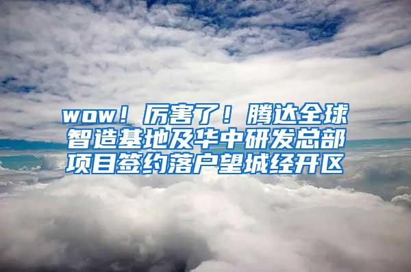 wow！厉害了！腾达全球智造基地及华中研发总部项目签约落户望城经开区