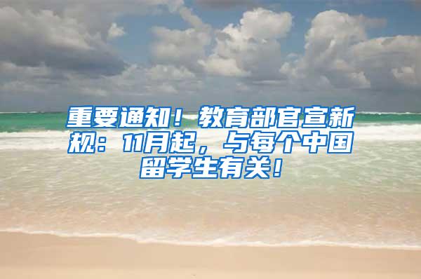 重要通知！教育部官宣新规：11月起，与每个中国留学生有关！