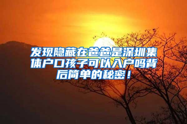 发现隐藏在爸爸是深圳集体户口孩子可以入户吗背后简单的秘密！