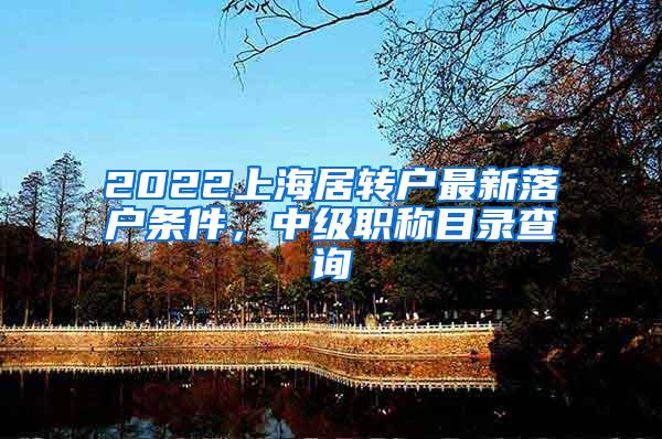 2022上海居转户最新落户条件，中级职称目录查询