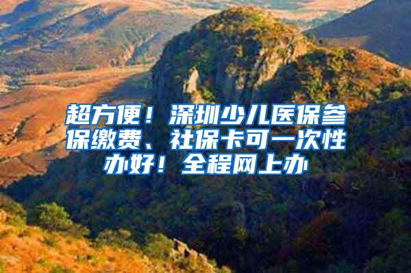 超方便！深圳少儿医保参保缴费、社保卡可一次性办好！全程网上办