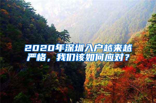 2020年深圳入户越来越严格，我们该如何应对？