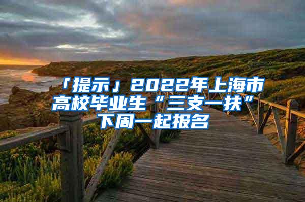 「提示」2022年上海市高校毕业生“三支一扶”下周一起报名