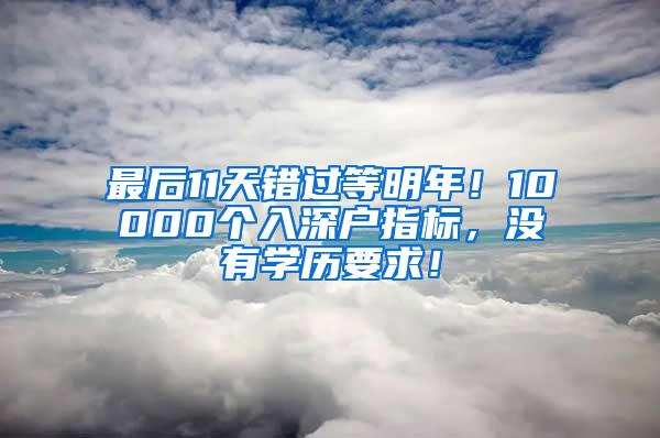 最后11天错过等明年！10000个入深户指标，没有学历要求！