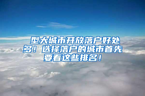 Ⅰ型大城市开放落户好处多！选择落户的城市首先要看这些排名！