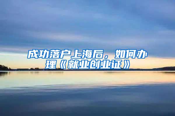 成功落户上海后，如何办理《就业创业证》