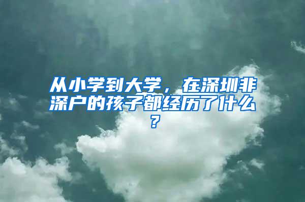 从小学到大学，在深圳非深户的孩子都经历了什么？