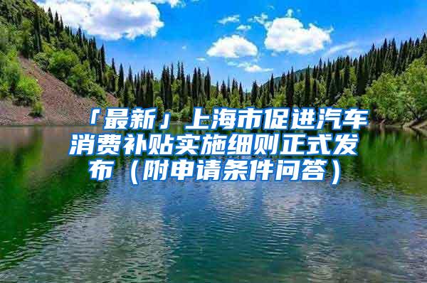 「最新」上海市促进汽车消费补贴实施细则正式发布（附申请条件问答）