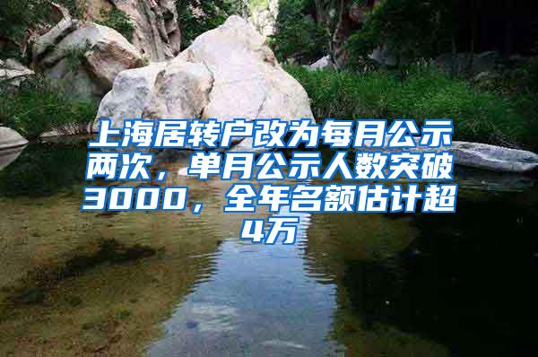 上海居转户改为每月公示两次，单月公示人数突破3000，全年名额估计超4万