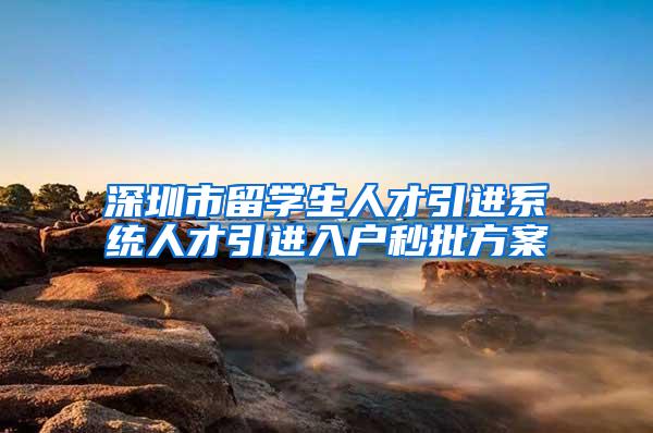 深圳市留学生人才引进系统人才引进入户秒批方案