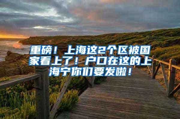 重磅！上海这2个区被国家看上了！户口在这的上海宁你们要发啦！