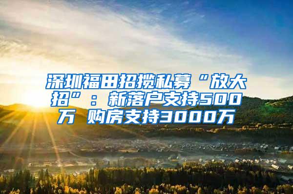 深圳福田招揽私募“放大招”：新落户支持500万 购房支持3000万