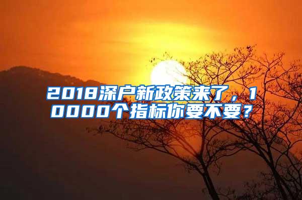 2018深户新政策来了，10000个指标你要不要？