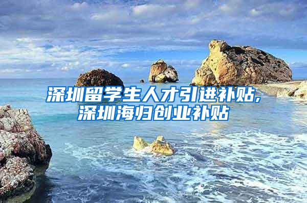 深圳留学生人才引进补贴,深圳海归创业补贴