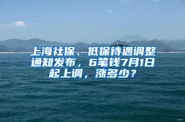 上海社保、低保待遇调整通知发布，6笔钱7月1日起上调，涨多少？