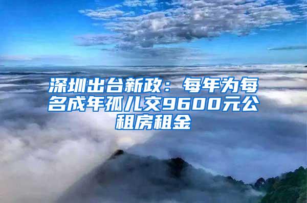 深圳出台新政：每年为每名成年孤儿交9600元公租房租金