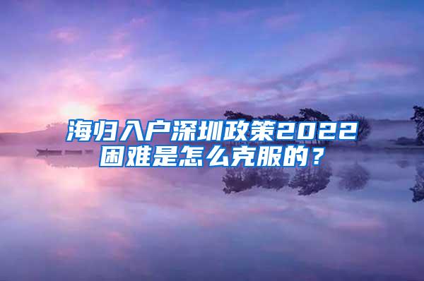 海归入户深圳政策2022困难是怎么克服的？