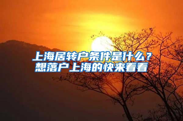 上海居转户条件是什么？想落户上海的快来看看