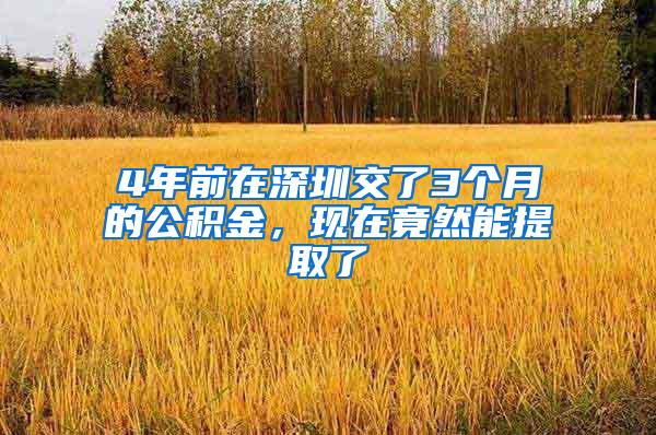 4年前在深圳交了3个月的公积金，现在竟然能提取了