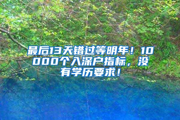 最后13天错过等明年！10000个入深户指标，没有学历要求！