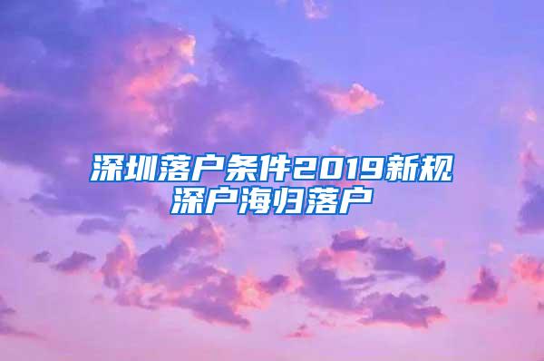 深圳落户条件2019新规深户海归落户