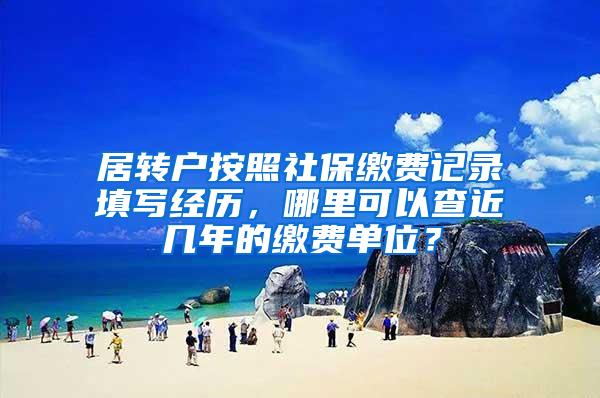 居转户按照社保缴费记录填写经历，哪里可以查近几年的缴费单位？