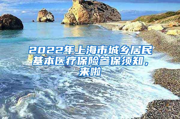 2022年上海市城乡居民基本医疗保险参保须知，来啦