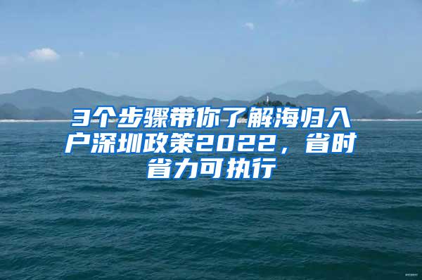 3个步骤带你了解海归入户深圳政策2022，省时省力可执行