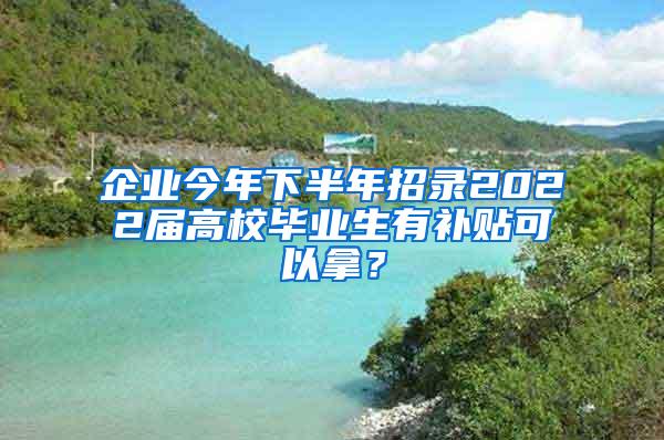 企业今年下半年招录2022届高校毕业生有补贴可以拿？