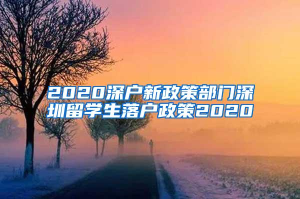 2020深户新政策部门深圳留学生落户政策2020