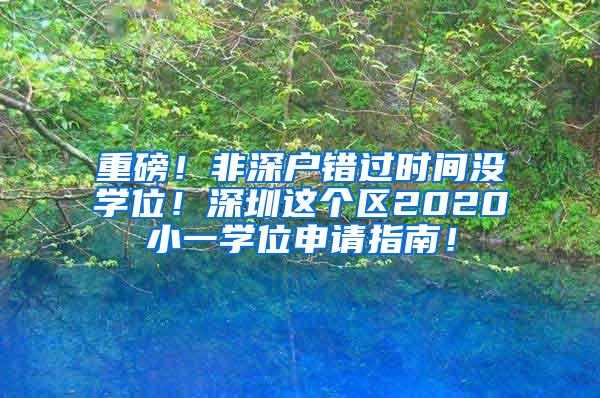 重磅！非深户错过时间没学位！深圳这个区2020小一学位申请指南！