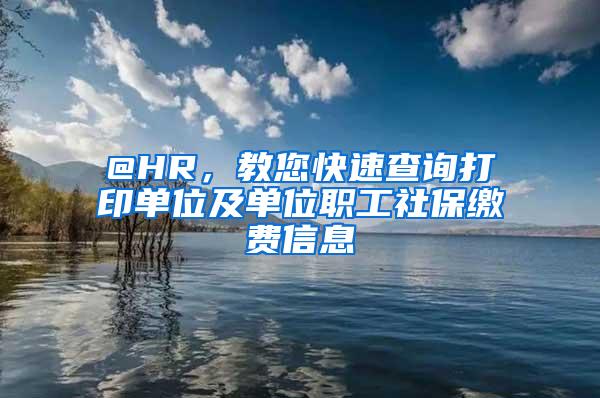 @HR，教您快速查询打印单位及单位职工社保缴费信息