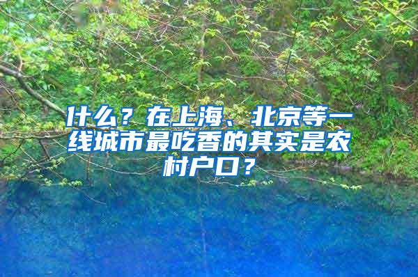 什么？在上海、北京等一线城市最吃香的其实是农村户口？