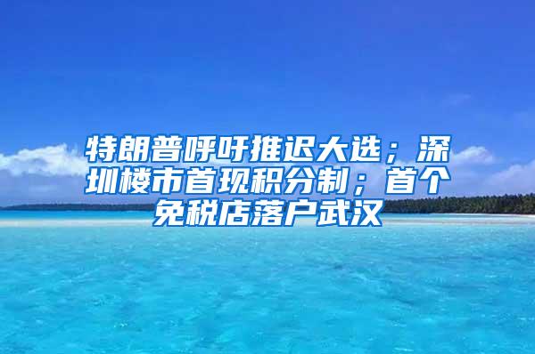 特朗普呼吁推迟大选；深圳楼市首现积分制；首个免税店落户武汉