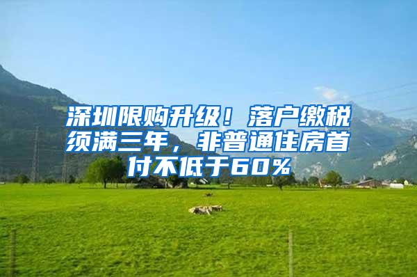 深圳限购升级！落户缴税须满三年，非普通住房首付不低于60%