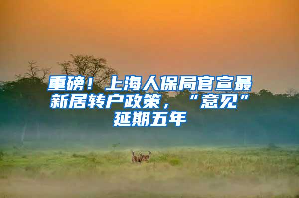 重磅！上海人保局官宣最新居转户政策，“意见”延期五年