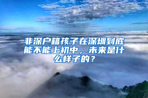 非深户籍孩子在深圳到底能不能上初中，未来是什么样子的？