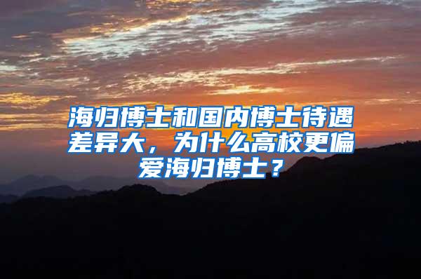 海归博士和国内博士待遇差异大，为什么高校更偏爱海归博士？