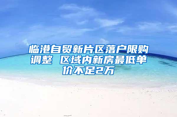 临港自贸新片区落户限购调整 区域内新房最低单价不足2万