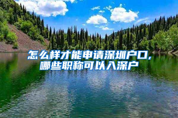 怎么样才能申请深圳户口,哪些职称可以入深户