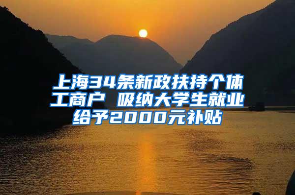 上海34条新政扶持个体工商户 吸纳大学生就业给予2000元补贴