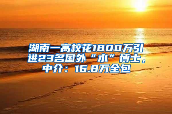 湖南一高校花1800万引进23名国外“水”博士，中介：16.8万全包