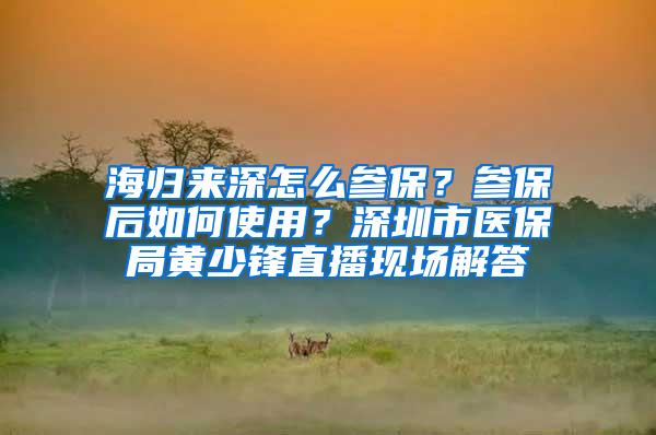 海归来深怎么参保？参保后如何使用？深圳市医保局黄少锋直播现场解答