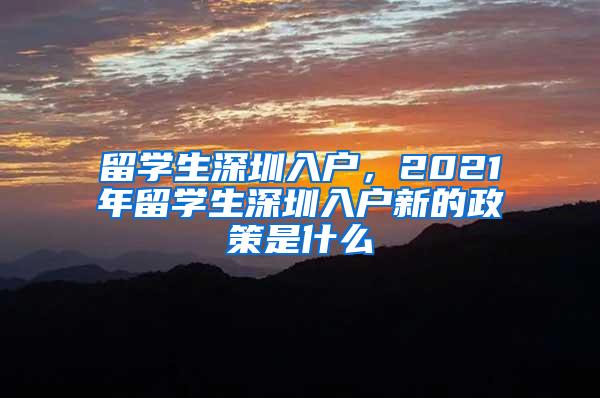 留学生深圳入户，2021年留学生深圳入户新的政策是什么