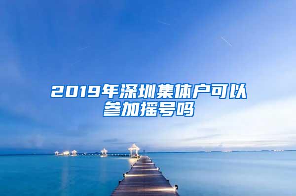 2019年深圳集体户可以参加摇号吗